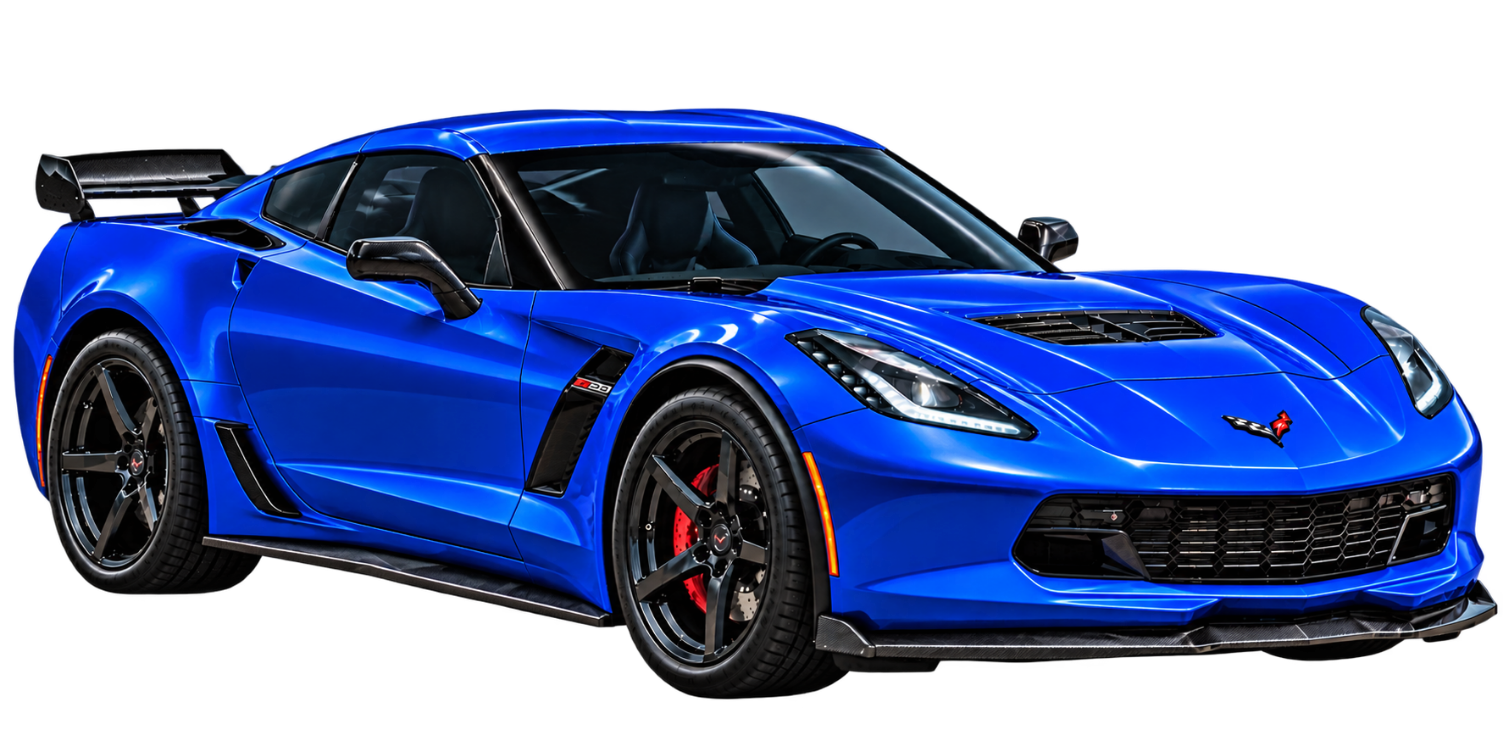 Glossy blue Chevrolet Corvette Z06 with ceramic coating and PPF finish